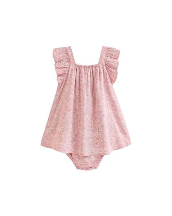 Robe bébé fille avec culotte rose poudré pasley K93-21415022 2