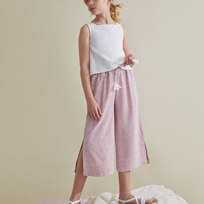 Girl's fluid powder pink pasley pants K94-21415035