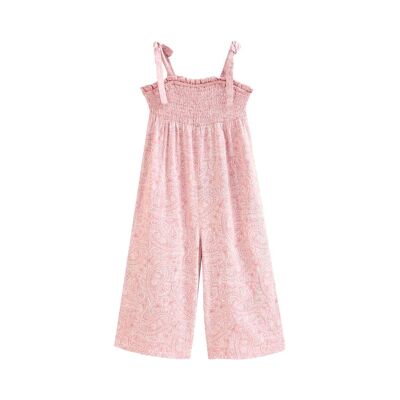 Girl's powder pink pasley jumpsuit K95-21415051