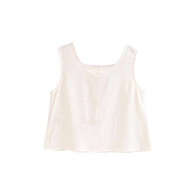 Girl's plain white blouse with straps K186-21415065