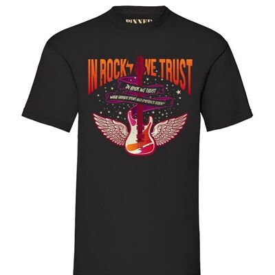 T-Shirt „In Rock We Trust“.