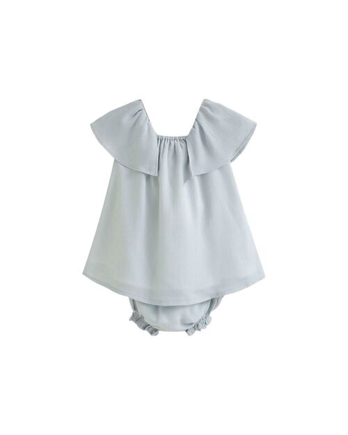 Vestido de bebé niña con braguita aguamarina ceremonia K191-21421082