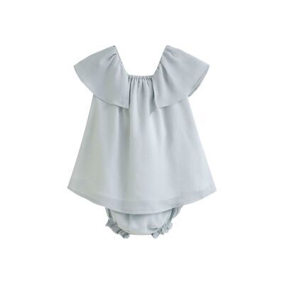 Robe bébé fille avec culotte aigue-marine cérémonie K191-21421082