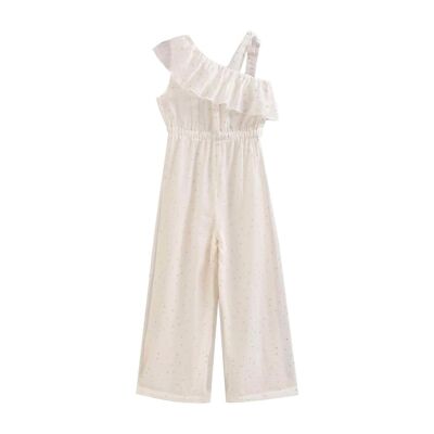 White fantasy girl's jumpsuit with gray glitter stars K141-21421095