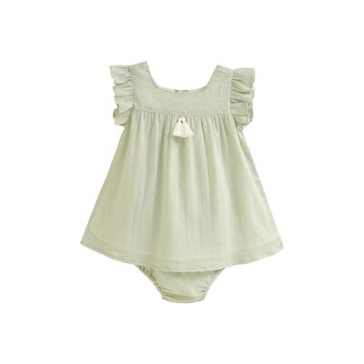 Abito per neonata con slip plumeti verde chiaro K143-21422022