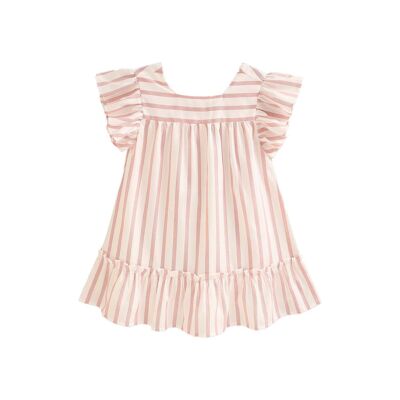 White girl's dress with red stripes K156-21423021