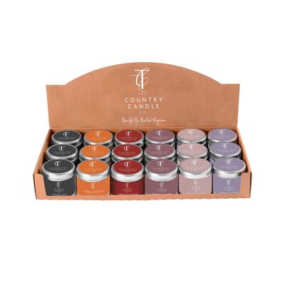Pastels 18 Tin Candles Counter Top Display Collection 1