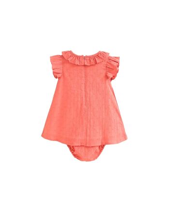 Robe bébé fille avec culotte plumeti corail K151-21423012 2