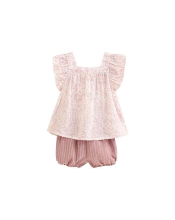 Ensemble fantaisie bébé fille en blanc et rose K98-21415142 1