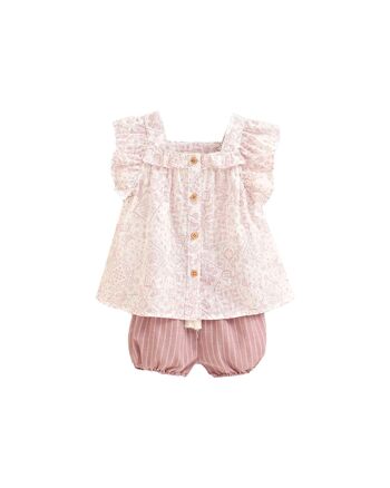 Ensemble fantaisie bébé fille en blanc et rose K98-21415142 2