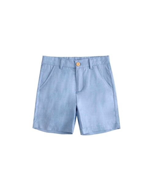 Bermuda de niño azul lavado con cintura ajustable K108-21408093