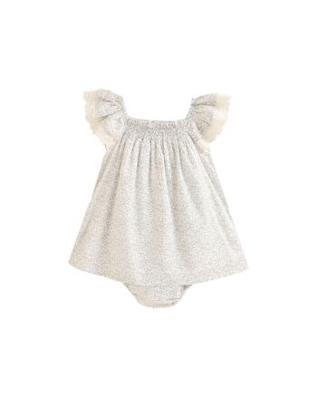 Robe bébé fille avec culotte feuilles grises K66-21409022 1