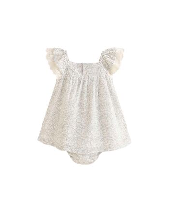 Robe bébé fille avec culotte feuilles grises K66-21409022 2