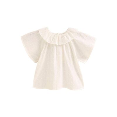 Girl's white plumeti blouse K47-21409121