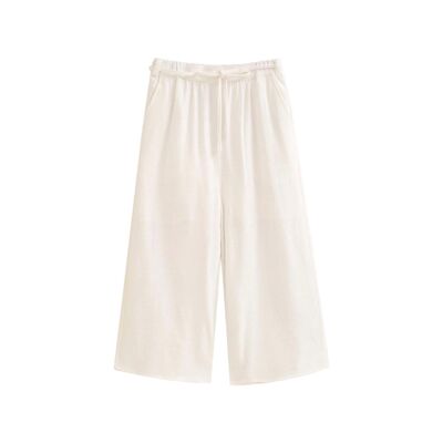 Girl's white linen palazzo pants K184-21409195