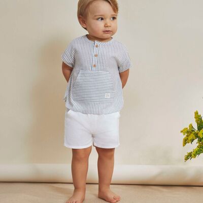 Baby boy set in white and gray stripes K75-21409204