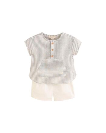 Ensemble bébé garçon rayures blanches et grises K75-21409204 3