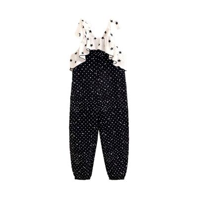 Girl's black and white polka dot jumpsuit K111-21410051