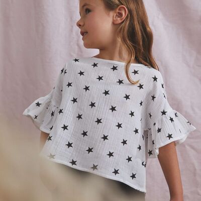 White girl's blouse and black stars K112-21410061