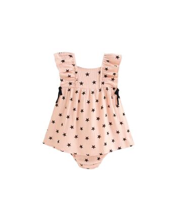 Robe bébé fille avec culotte rose pâle et étoiles noires K115-21410112 1