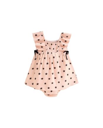 Robe bébé fille avec culotte rose pâle et étoiles noires K115-21410112 2