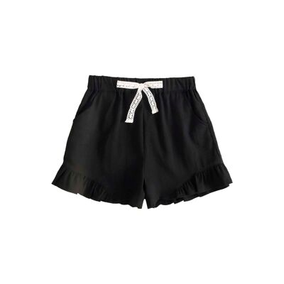 Girl's black shorts with ruffles K159-21410191