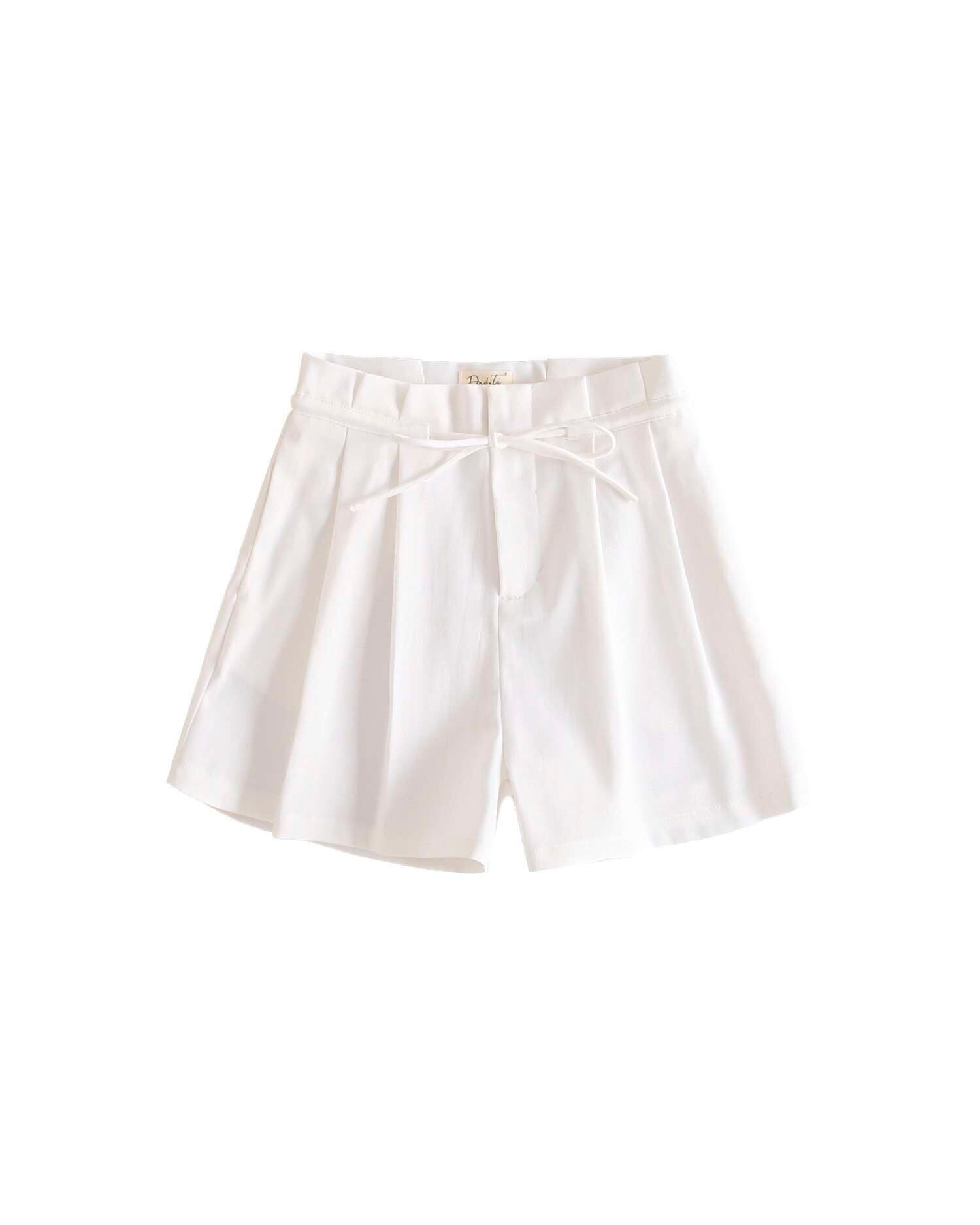Girl's white high-waist shorts K119-21410205