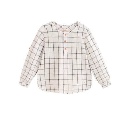 White boy's shirt with black checks K78-21410213