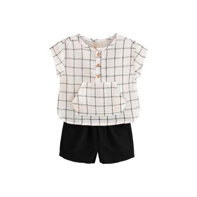 Ensemble bébé garçon carré blanc et noir K79-21410224