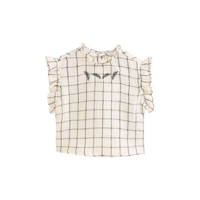 White girl's blouse with black checks K120-21410231