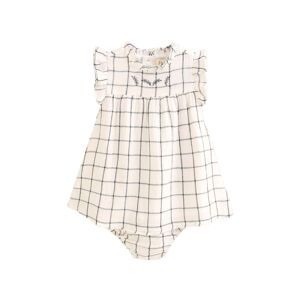 Robe bébé fille avec culotte blanche à carreaux noirs K122-21410252