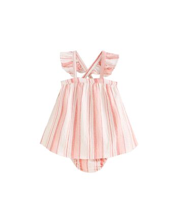 Robe bébé fille avec culotte rayée tons corail K124-21411052 1