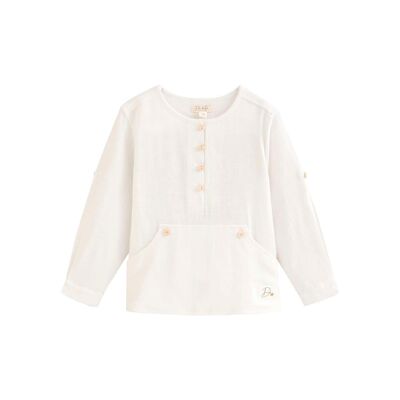 Camisa de niño blanca bolsillo canguro K157-21412043
