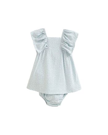 Robe bébé avec culotte turquoise à pois blancs K82-21412112 1