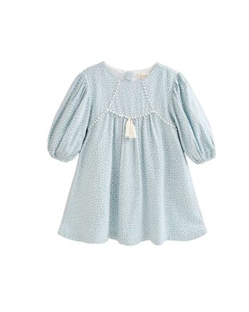 Robe fille turquoise à pois blancs K83-21412121 1