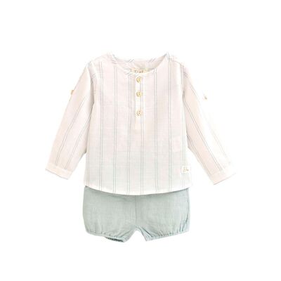 Conjunto de bebé niño con rayas verde K54-21406084