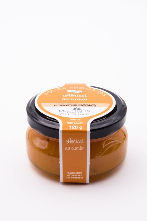 Folies Fromages Abricot au cumin 120g, pour accompagner les fromages type Camembert