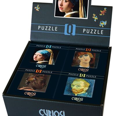 Display mit 16 Q-Puzzles aus der Art-Serie 3