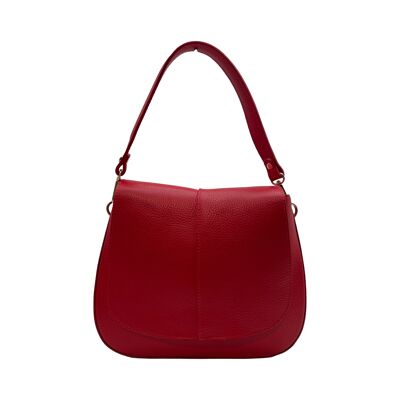 BOLSO DE HOMBRO DANIELA DE PIEL GRANULADA ROJA