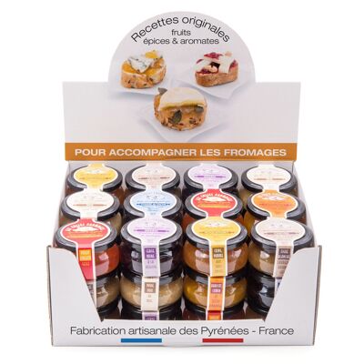 Assortment of 36 jars of 120g Folies Fromages in display box (mixed recipes)