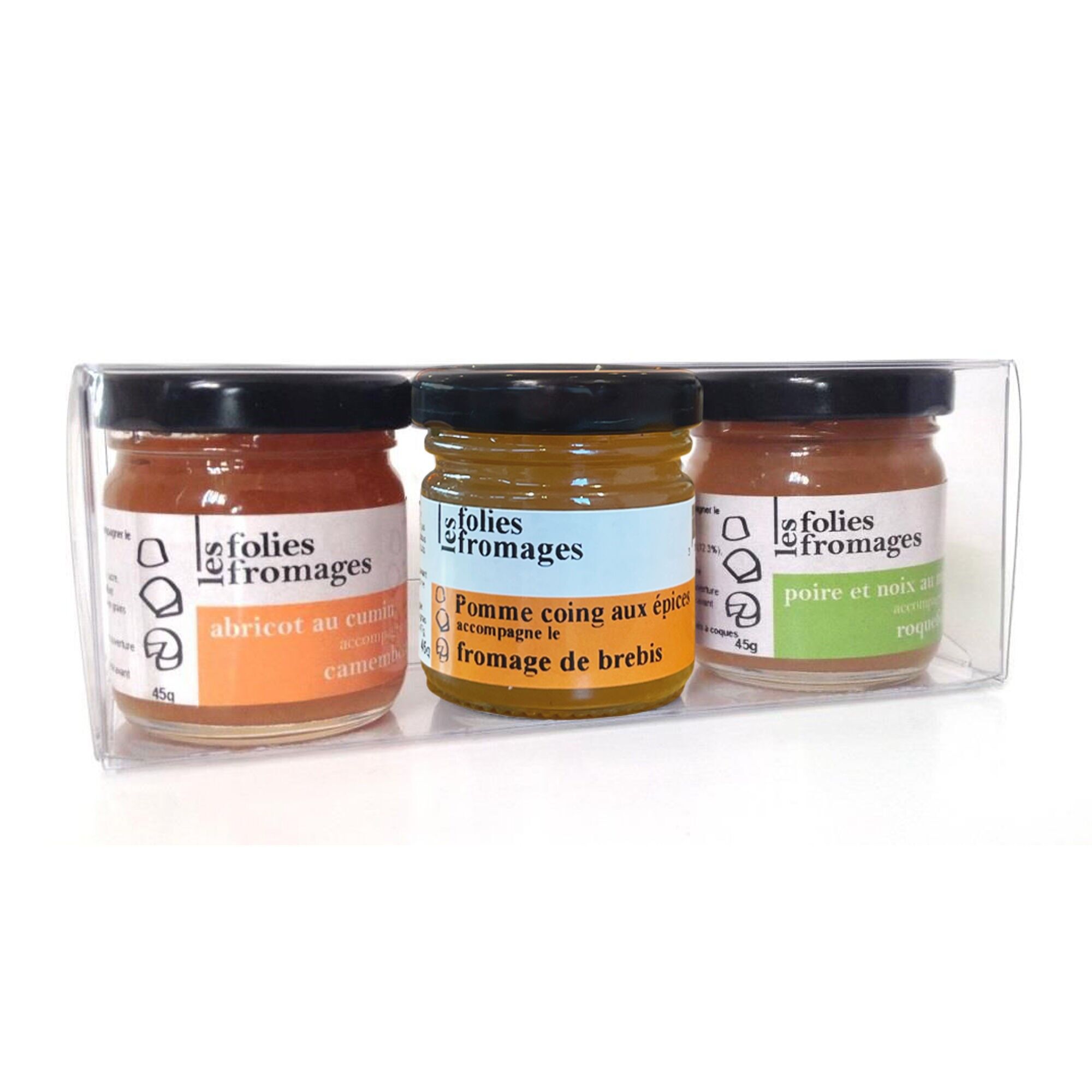 Assortment of 3 jars of 45g Folies Fromages (mixed recipes)
