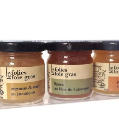 Assortment of 3 jars of 45g Folies Foie Gras