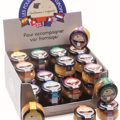 Assortment of 36 jars 120g Folies Fromages Europe in display box (mixed recipes) - Limited stock