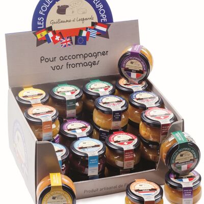 Sortiment mit 36 ​​Gläsern 120 g Folies Fromages Europe im Display (gemischte Rezepte) – Begrenzter Vorrat