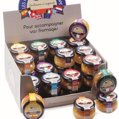 Assortment of 36 jars 120g Folies Fromages Europe in display box (mixed recipes) - Limited stock