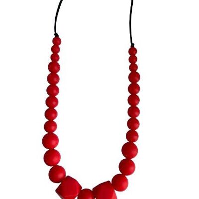 Sensory Breastfeeding Necklace - Maxi Poosh Red