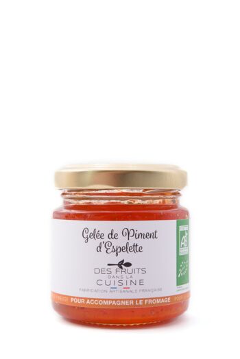 Des Fruits dans la Cuisine BIO Gelée de piment d'Espelette 110g, pour accompagner les fromages affinés 1