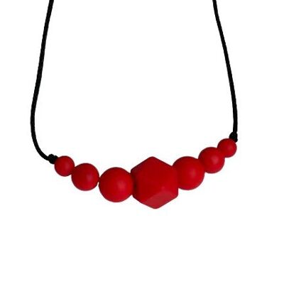 Collana sensoriale per l'allattamento - Mini Poosh Rosso