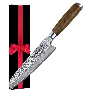 Couteau damassé couteau Santoku 17,5 cm coffret cadeau papier découpé main 1