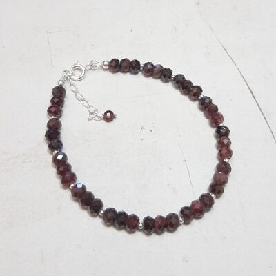 Garnet and 925 Silver Bracelet